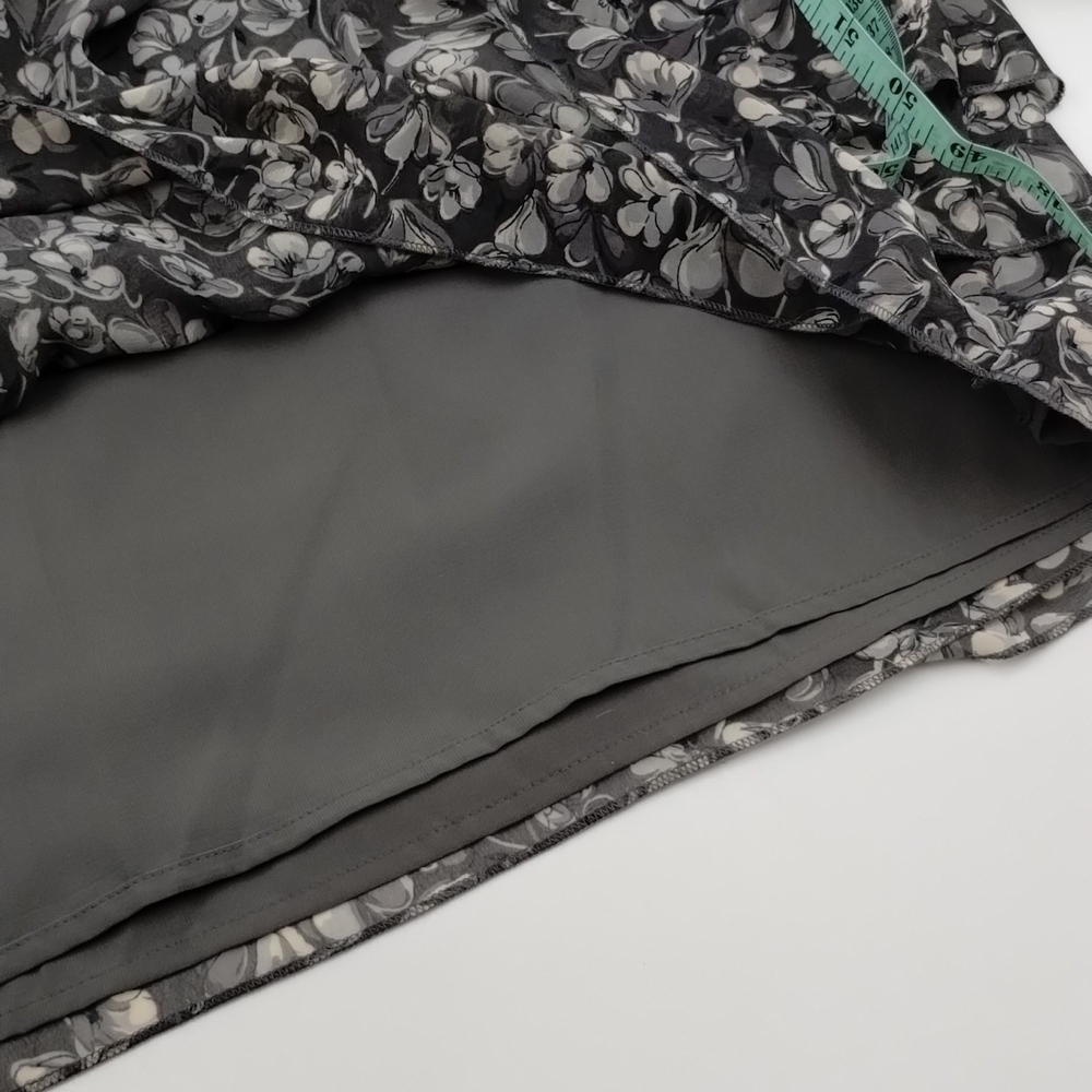 Loft Ann Taylor A-line Gray Floral Ruffle tiered Skirt Size 14 New with Tags - Picture 9 of 10